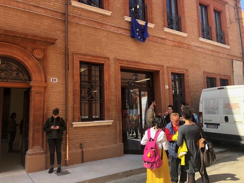 L'ingresso dell'ex Teatro Verdi nel centro storico di Ferrara